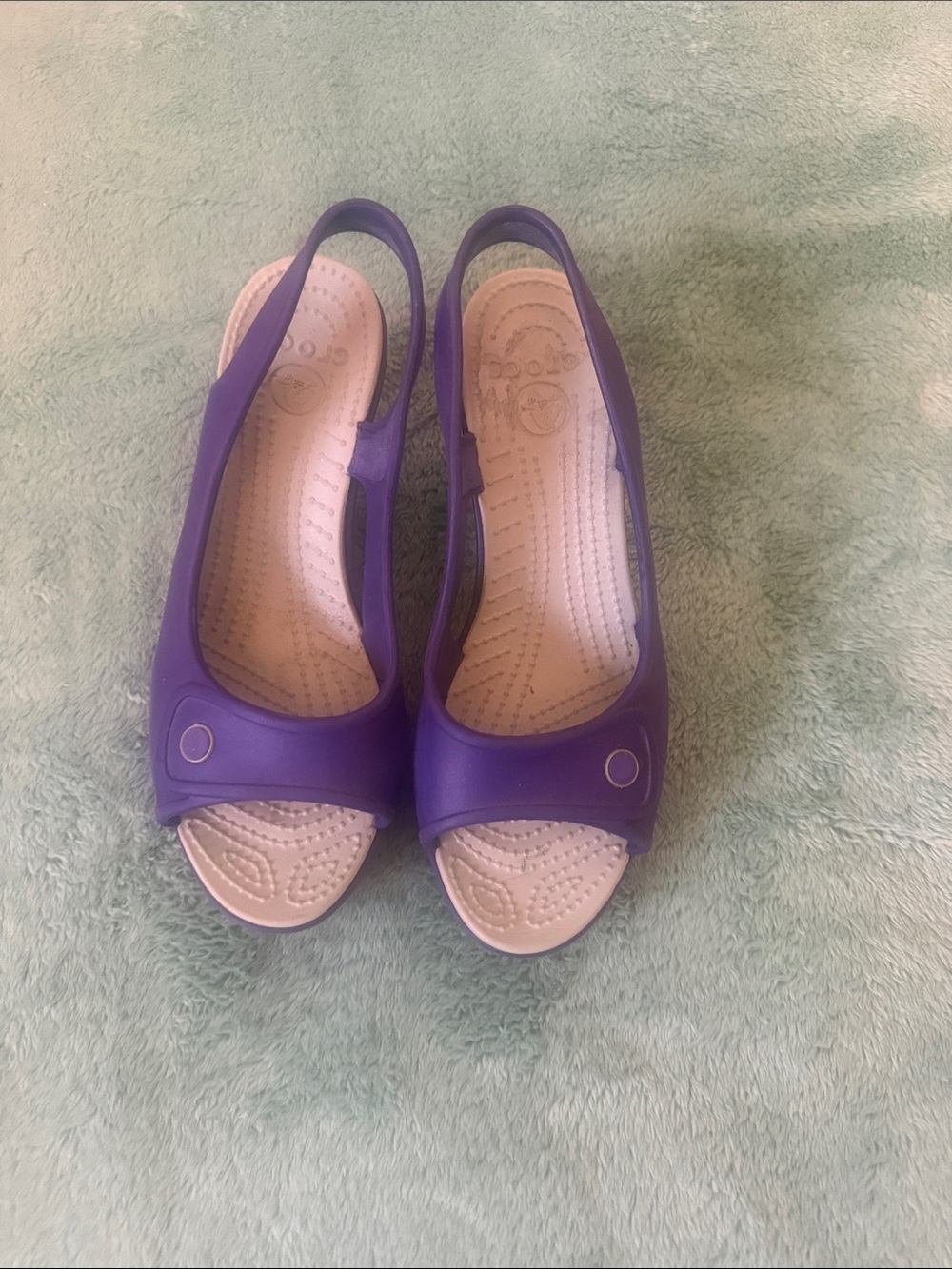 CROCS Purple Slingback Open-Toe Sandals with Cream Footbed